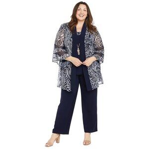 NEW R&M Richards Womens 2pc Mock Pantsuit W/Swirl Printed Pattern sz 22w
